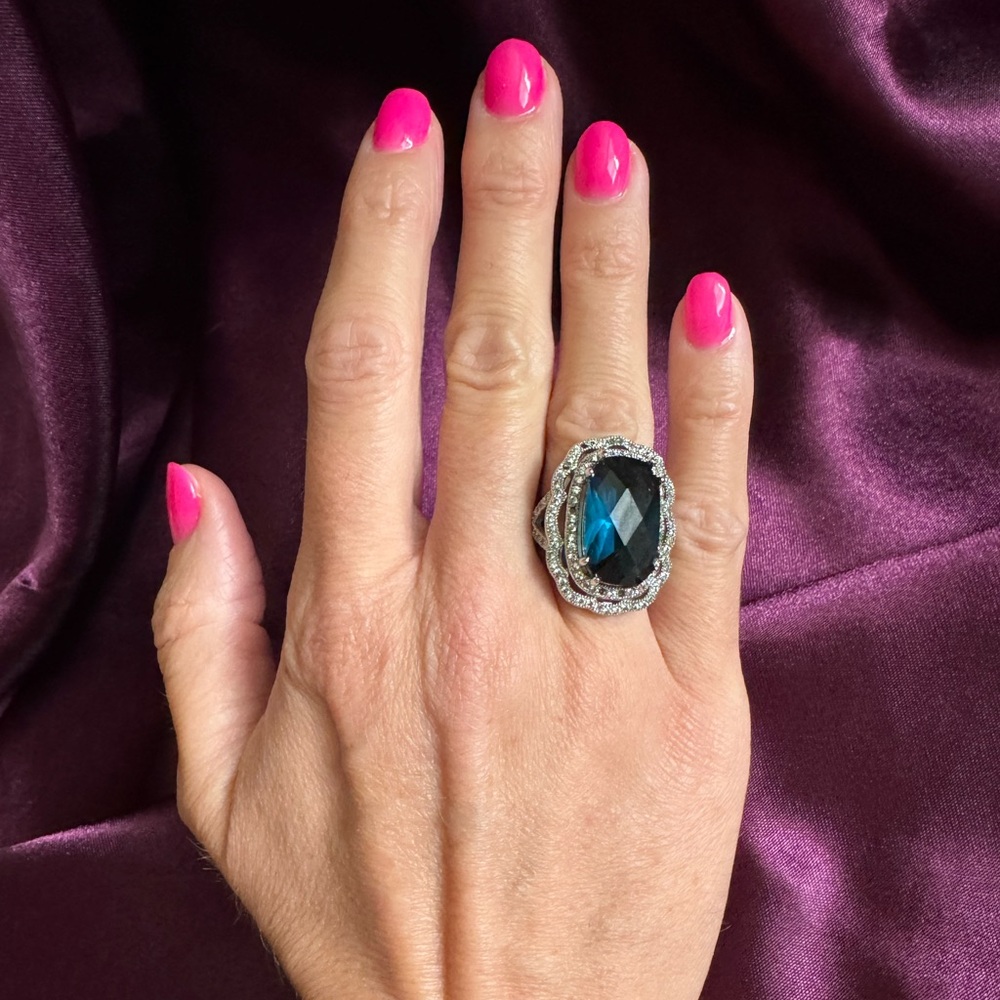 Bold Blue and Silver Women's Ring